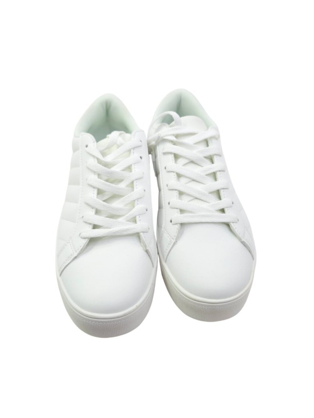 Primark Women's White & Silver Rhinestone Detail Quilted Sneakers
